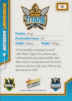 2007 Select Champions #59 Anthony Laffranchi Back